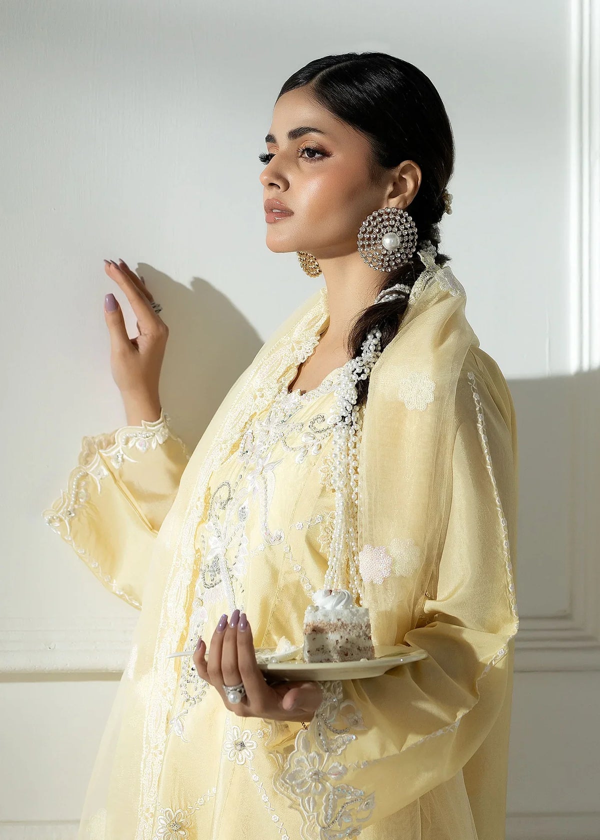 3- Piece Embroidered Raw Silk Suit