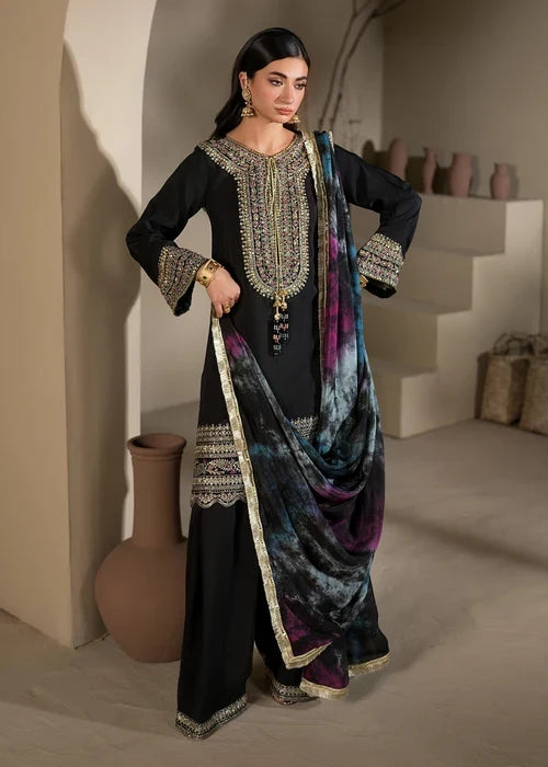 3- Piece Embroidered Raw Silk Suit