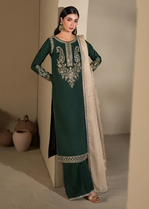 3- Piece Embroidered Raw Silk Suit