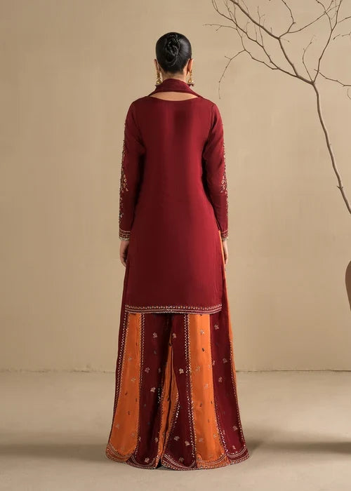 3- Piece Embroidered Raw Silk Suit