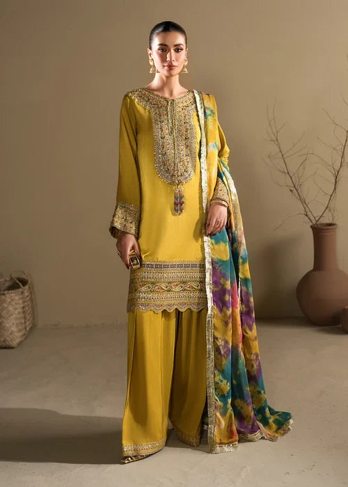 3- Piece Embroidered Raw Silk Suit