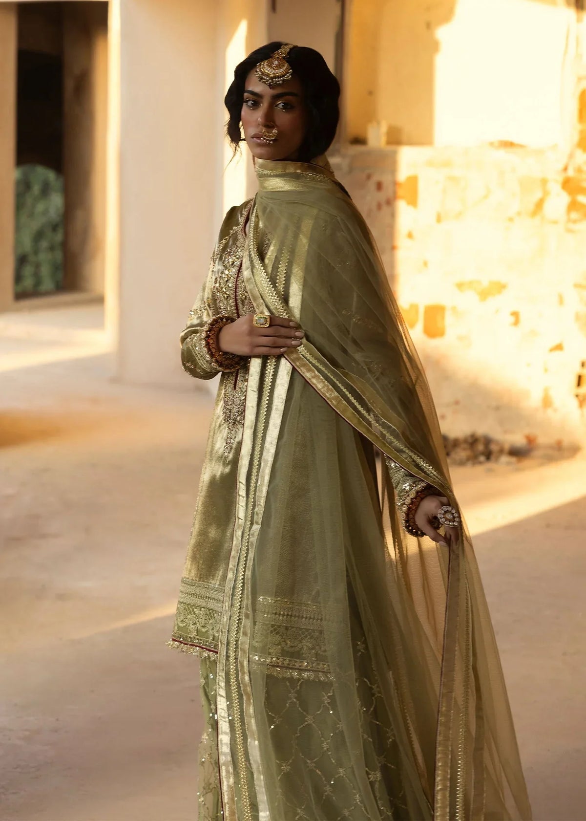 3- Piece Embroidered Raw Silk Suits