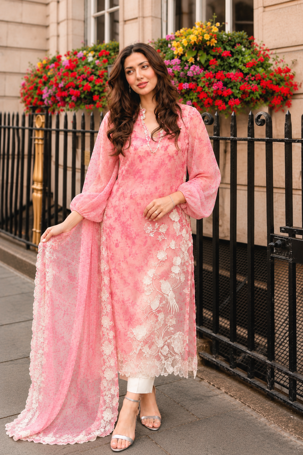 3- Piece Embroidered Organza Suit