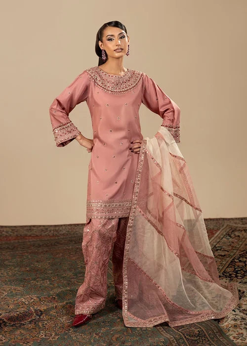 3- Piece Embroidered Raw Silk Suits